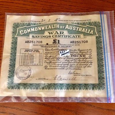 Australian War Savings Certificate