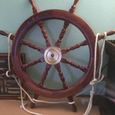 Wooden ship wheel
