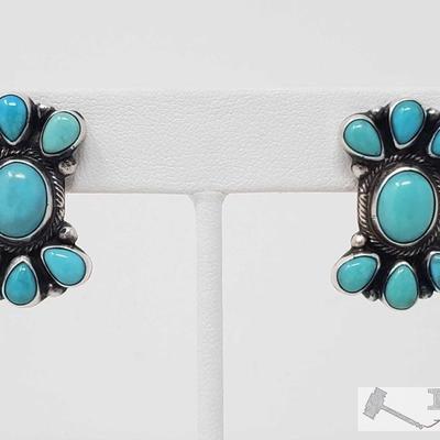 342: 	
Eleanor Largo Turquoise Post Sterling Silver Earrings, 10.6g
Sterling Silver | Genuine Sonoran Turquoise | Eleanor Largo Turquoise...
