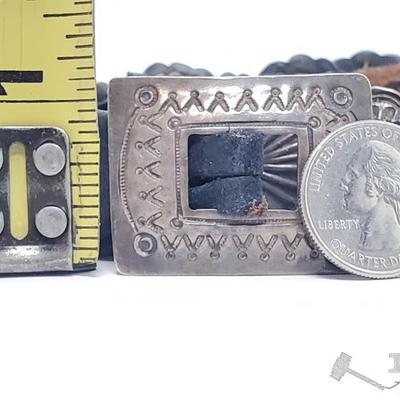 285: Old Pawn Heavy Stamp Sterling Silver Concho Belt, approx 38