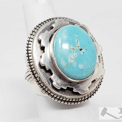 340: 	
Vintage Royston Turquoise Stack Oval Sterling Silver Ring, 27.1g
Sterling Silver | Genuine Royston Turquoise | Vintage Royston...