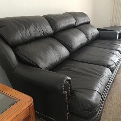 Leather Sofa with two matching recliners ( color is black )  81 long 