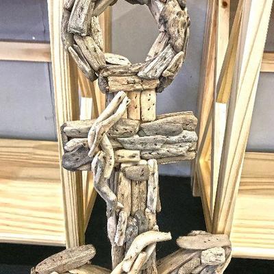 Anchor sculpture made out of drift wood for $20
