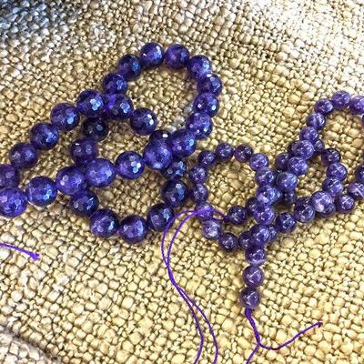 2 sets of dark purple amethyst beads