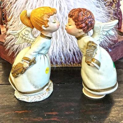 Vintage Berman Anderson musical kissing angels. Estate sale price: $30 for the pair