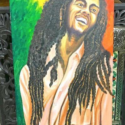 Original Bob Marley oil painting by a Peruvian artist. Estate sale price: $100