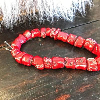 Natural Mediterranean coral beads. Unusually large beads (making this rare). Not dyed. Estate sale price: $325
