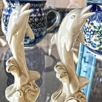 Small Lenox porcelain dolphin with gold edging $8 each