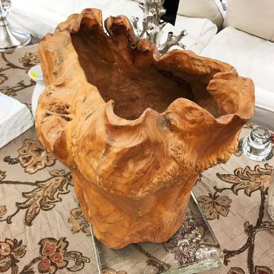 Natural carved Burled Wood Bowl $195