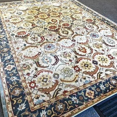 9 x 12 ft handmade Persian-style wool area rug. Eva pattern. Originally purchased at Pottery Barn for $1,500. Estate sale price: $575 