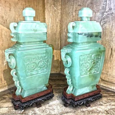 Chinese Jade Squared Containers with lids. Matching set. Estate sale price: $250 each.