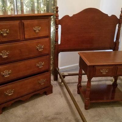 Cherry Twin Bed, Side Table & Chest
