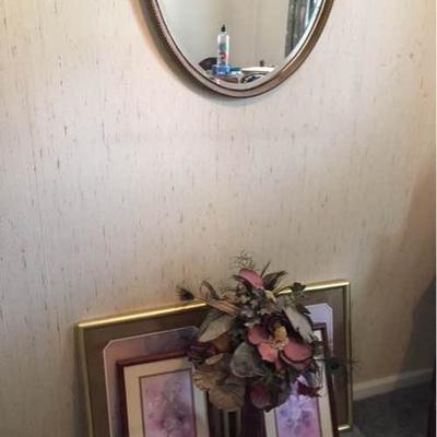 Oval Mirror, Prints, & Florals