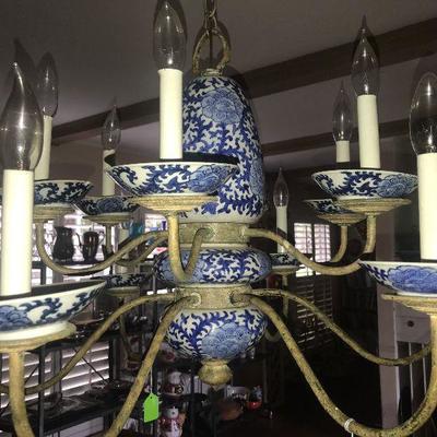 Antique Blue and White Chandelier 
