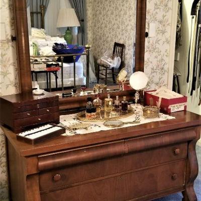 Antique Low Boy dresser with beveled mirror