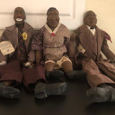These are three hand-made dolls made by Daddy's Long Legs in Texas.  They are highly collectible African American Dolls collected...