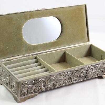 Antique Reposse Silver Comb Box (open view)