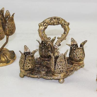 Collection of Hollywood Regency Mid Century Gold Plated Lipstick Holders