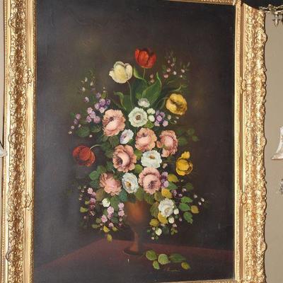 Original Oil on Canvas Signed by Artist.   Antique Gold Gilt Frame (overall 37.5â€ x 47.5â€)