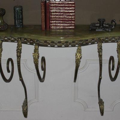 Solid Brass and Marble Wall-mounted Console Table (39â€ W x 11â€D)