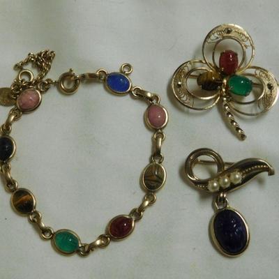 Scarab Bracelet and Brooches