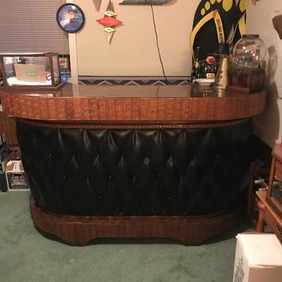  Awesome bar inlaid wood very unique     Handmade Shipped in from Germany 1950s ?