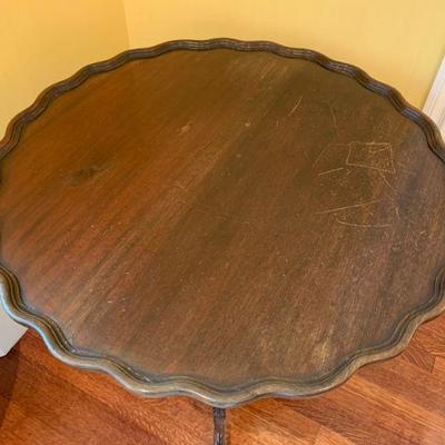 22. Pie Crust Table, 32 x 29, visible scratches to top, see pictures
