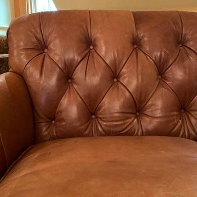 15. Tufted Rolled Back Leather Two Seat Sofa, 72 x 39 x 37