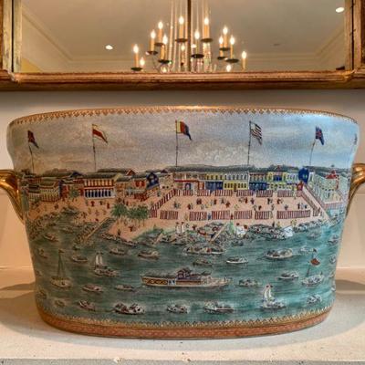 27. Reproduction Urn with Shipyard, 11 x 14 x 10