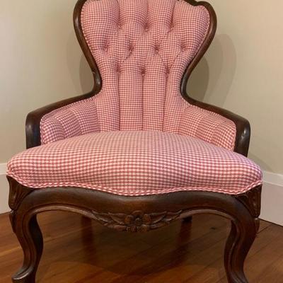 11. Antique Armchair with Tufted Back, 24, 20 x 39