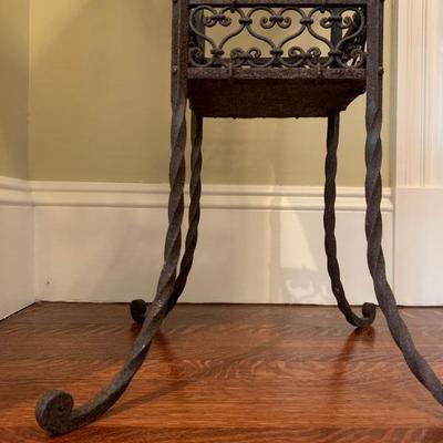 30. Wrought Iron Stand with Marble Top, 17 x 17 x 32