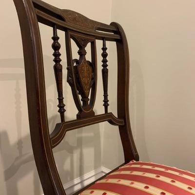 36. Inlaid Shieldback Side Chair, reupholstered