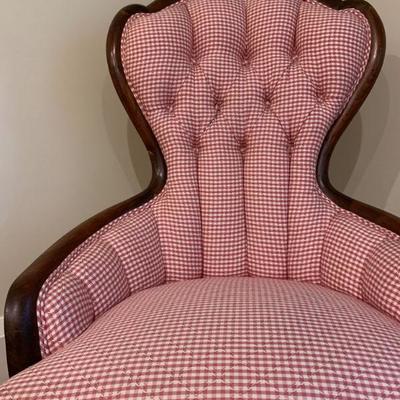 11. Antique Armchair with Tufted Back, 24, 20 x 39