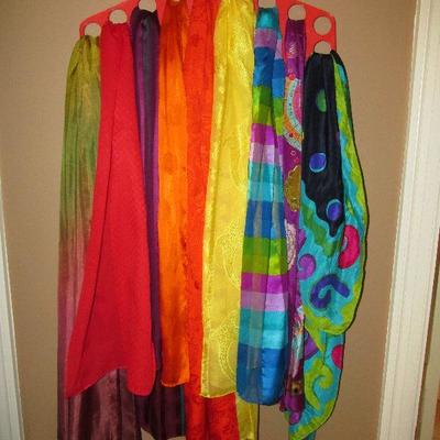 Dozens of silk scarves