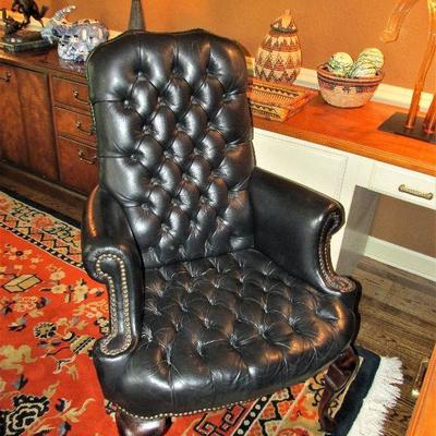 Handsome tufted leather desk chair