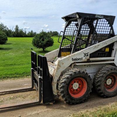 Bobcat 743 Skid Steer Loader Includes Bucket 5265 Hours, Forklift and Grapple Attachments Sold Separately  