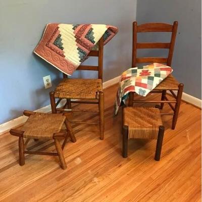 Rattan Straight Back Chairs & Stools