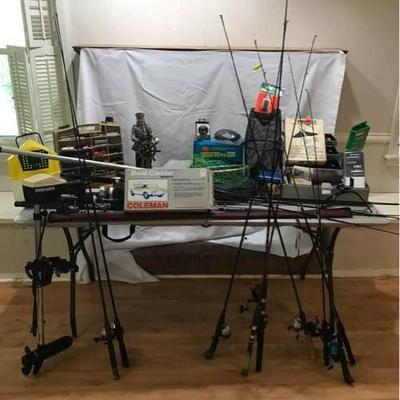 Fishing Rods, Reels, and Tackle Boxes