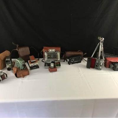 Vintage Cameras with Handmade Leather Cases