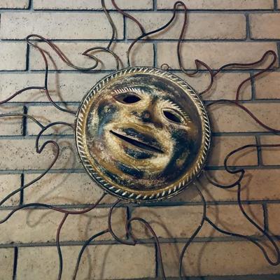 Heavy sun and metal wall piece 