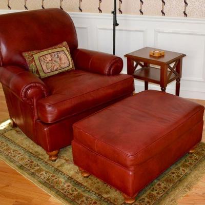Ethan Allen leather chair and ottoman