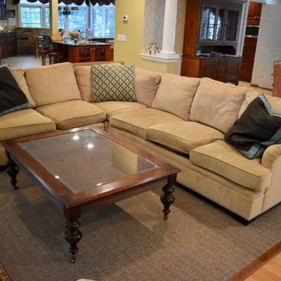Duralee sectional and caned coffee table