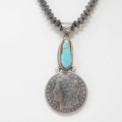 173Beautiful Artist Marked Sterling Pendent with a Authentic Morgan Silver Dollar (chain not included)

Beautiful Artist Marked Native...