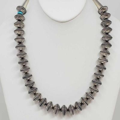 167:Handmade Sterling Silver & Turquoise Necklace made Completely  out of Authentic Mercury Dimes
One of a Kind Native American Handmade...