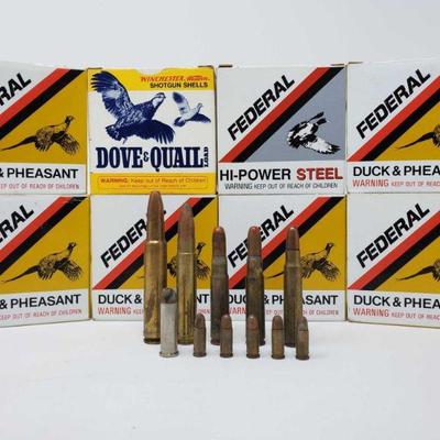 400: Approx. 200 rds. Of 2 3/4in. 20 Gauge Shotshells
Six Boxes of Federal Duck & Pheasant shotshells, one box of Federal Hi-Power Steel...