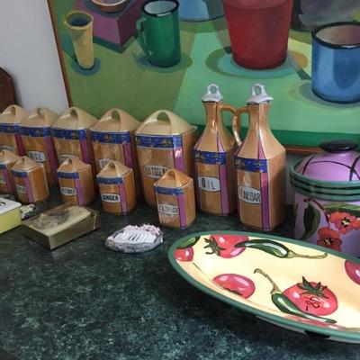 Vintage spice set and Hestia ornaments made in Marblehead