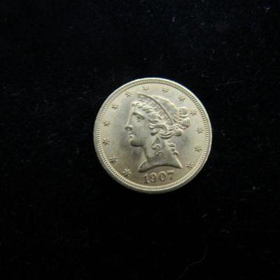 U.S. Liberty 1907 Gold $5 Coin