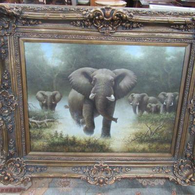 Elephants Painting on Canvas