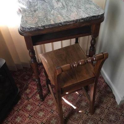 Marble Top Note Desk with Chair