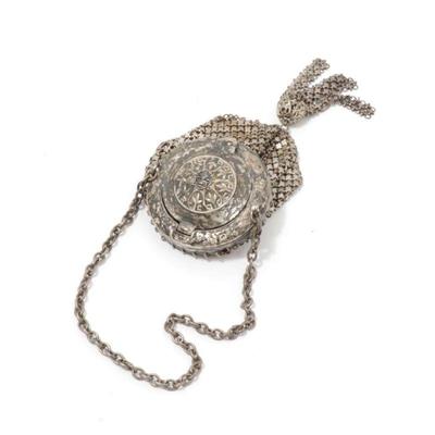 Silver Tone Gate Top Chatelaine Mesh Miser Purse, Late 19th-Early 20th Century ends 8/26 @ 8:09 PM ET